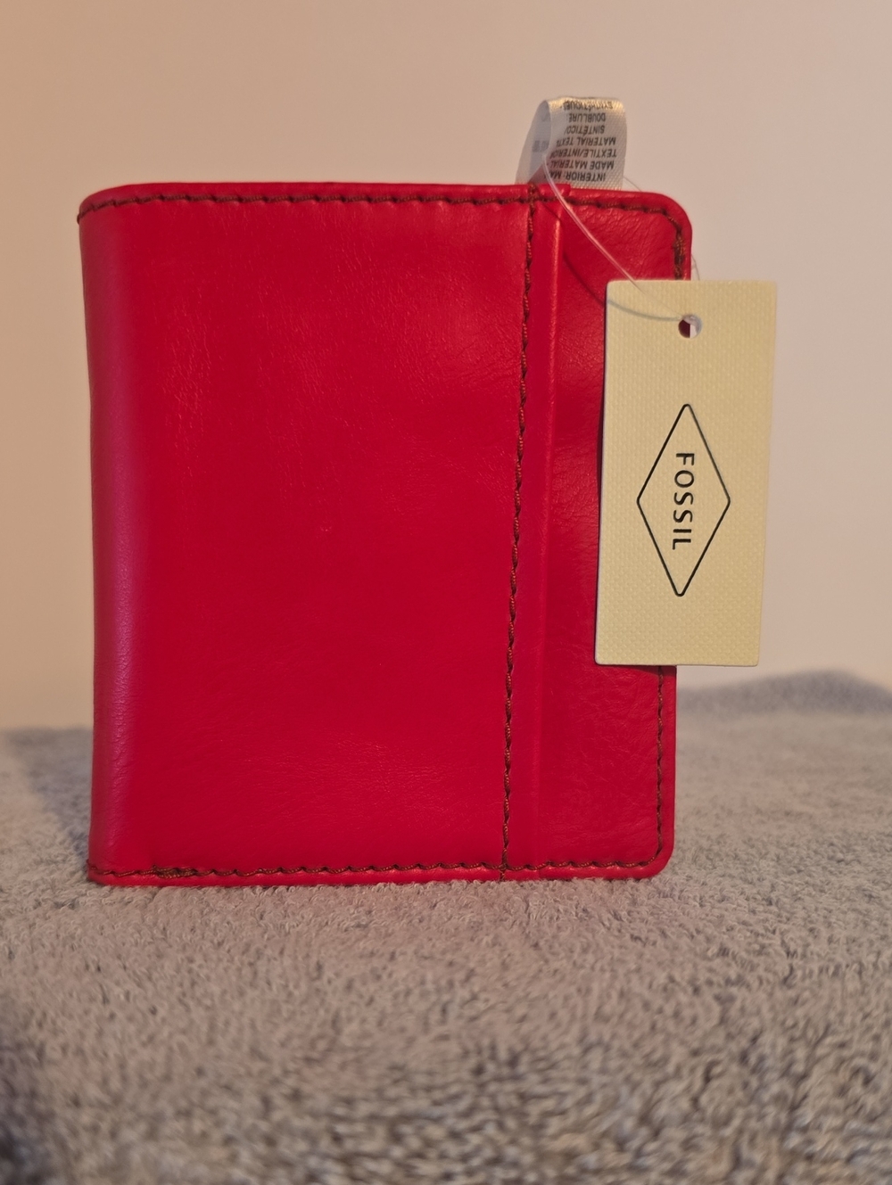 Fossil Bright Red Leather Card & Key Holder